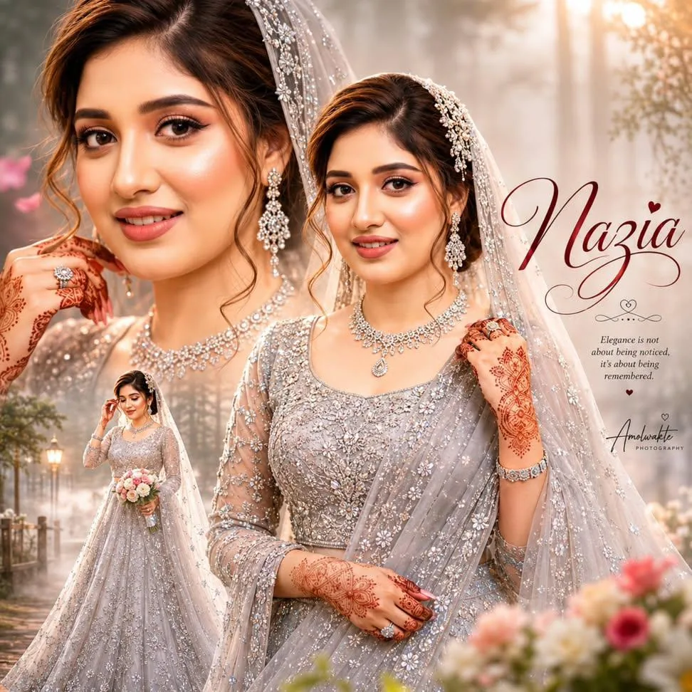 Ultra-realistic Indian Bridal Portrait Collage reference