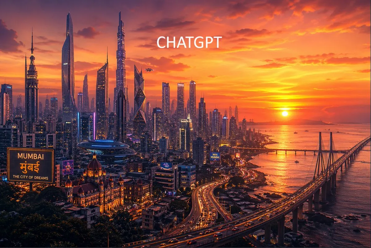 Futuristic Mumbai Sunset Skyline reference