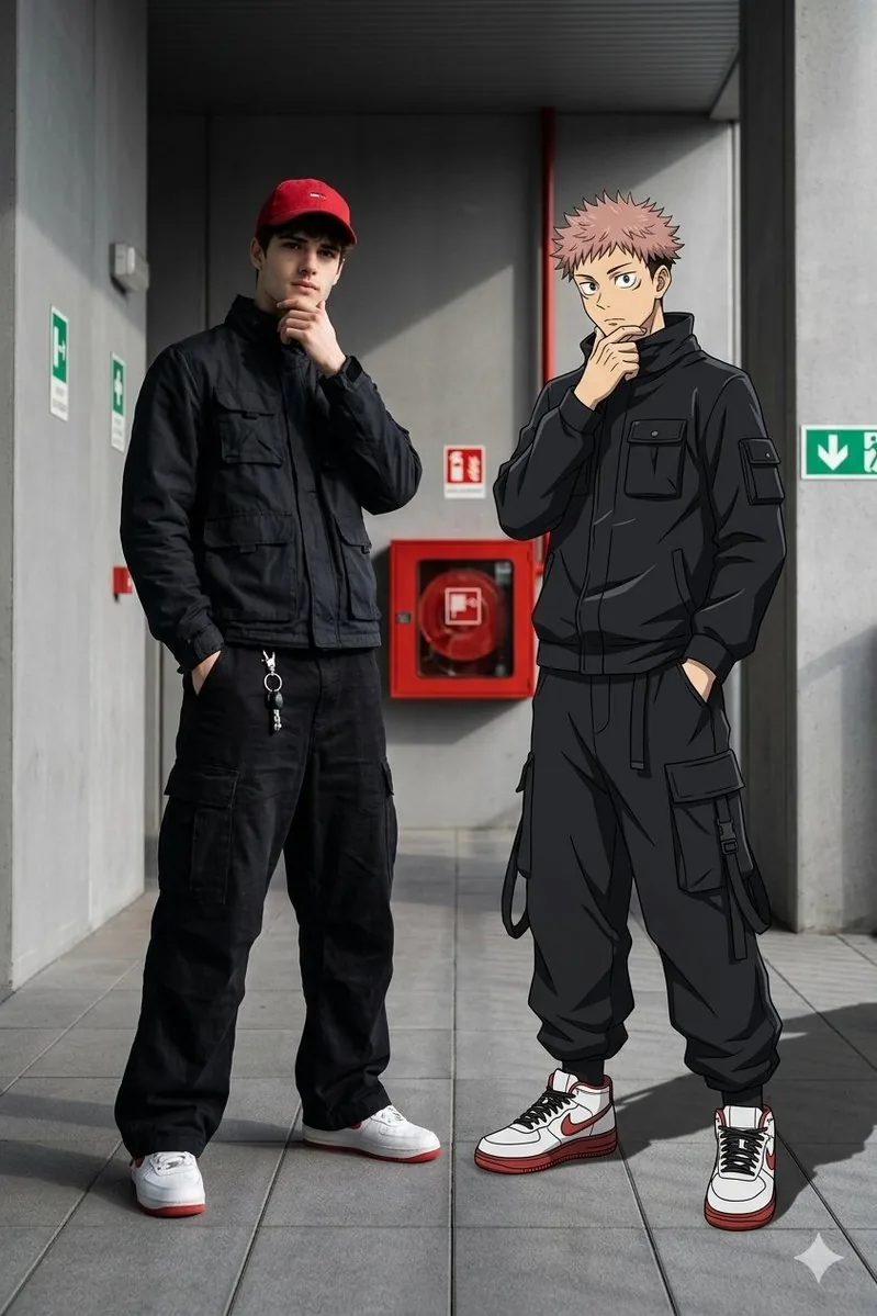 Real-Life and Anime Character Composite - Nano Banana Pro AI Prompt for Social Media Post reference