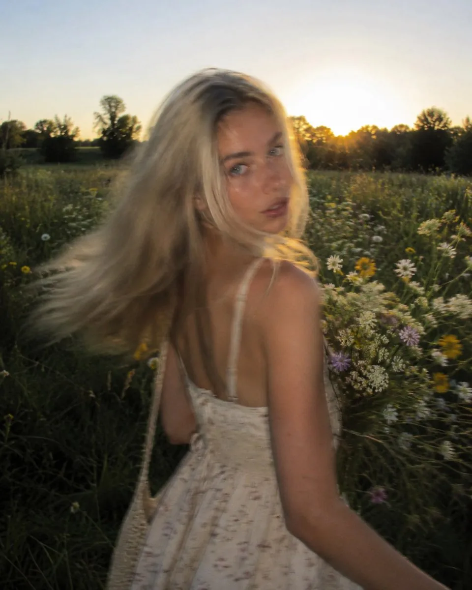 Golden Hour Wildflower Meadow Portrait reference