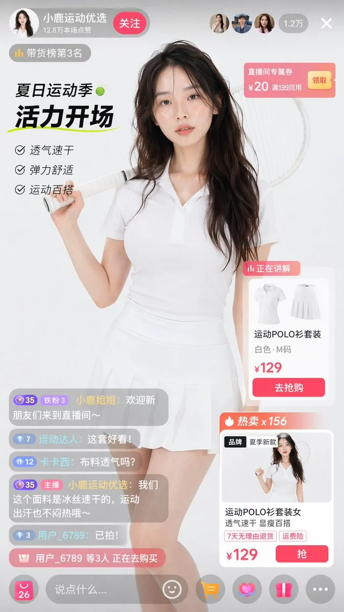 E-commerce Livestream UI Mockup reference