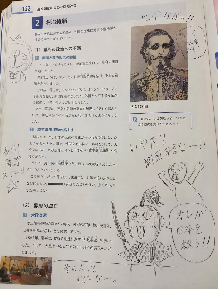 School Textbook Historical Figure Doodle reference
