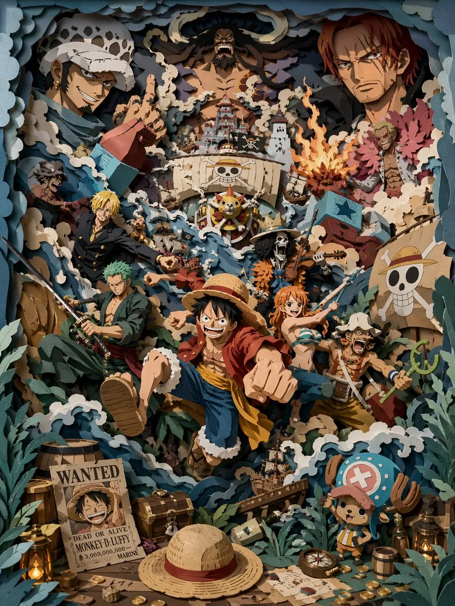 3D Papercut Pirate Scene reference