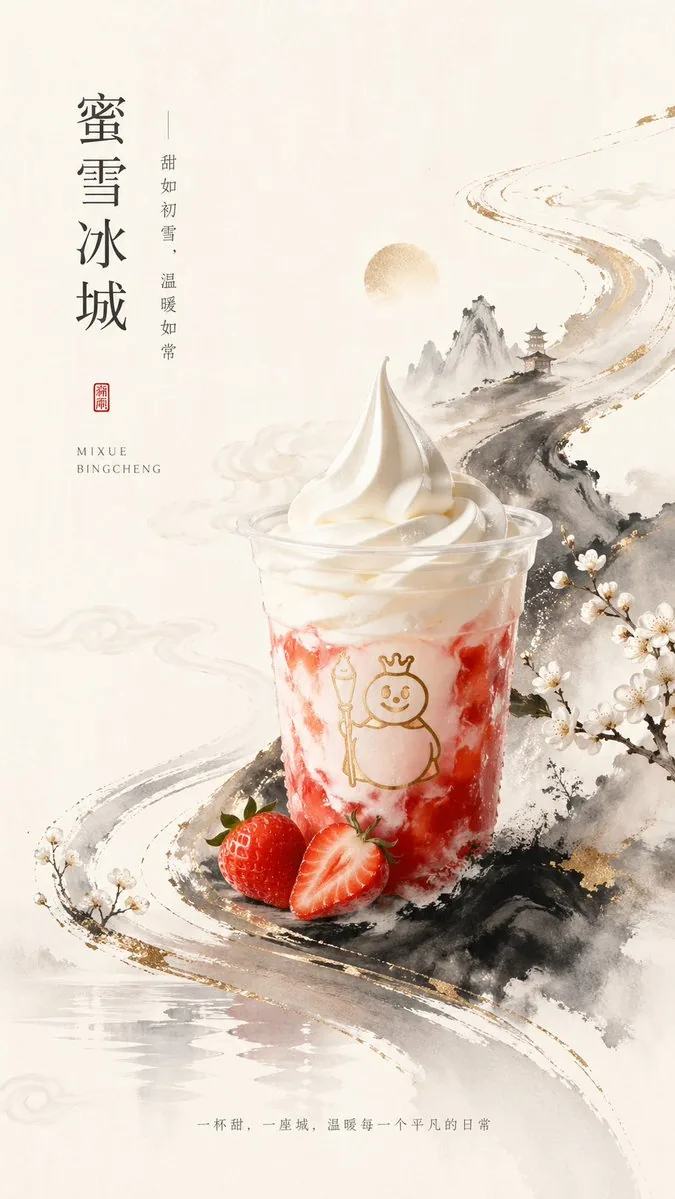 New Chinese Style Ice Cream Drink Poster reference