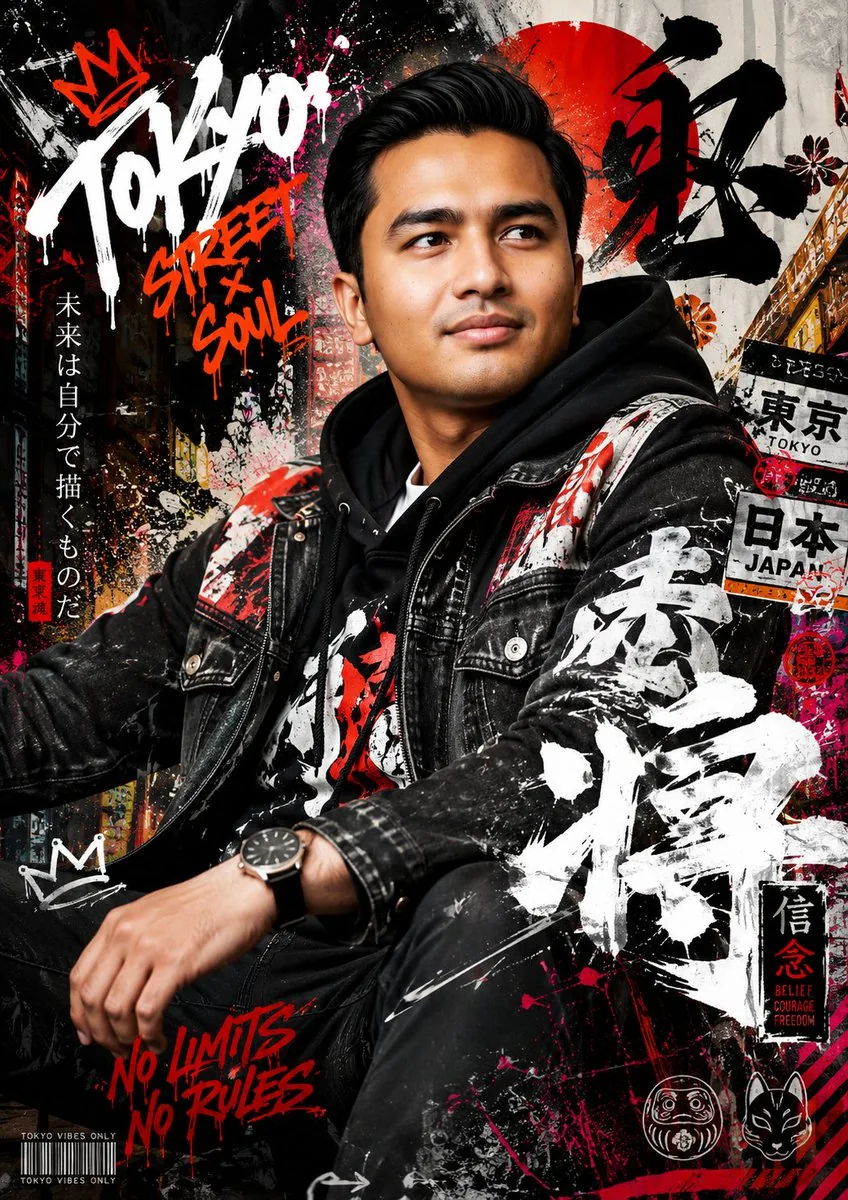Japanese Graffiti Street Fashion Poster reference