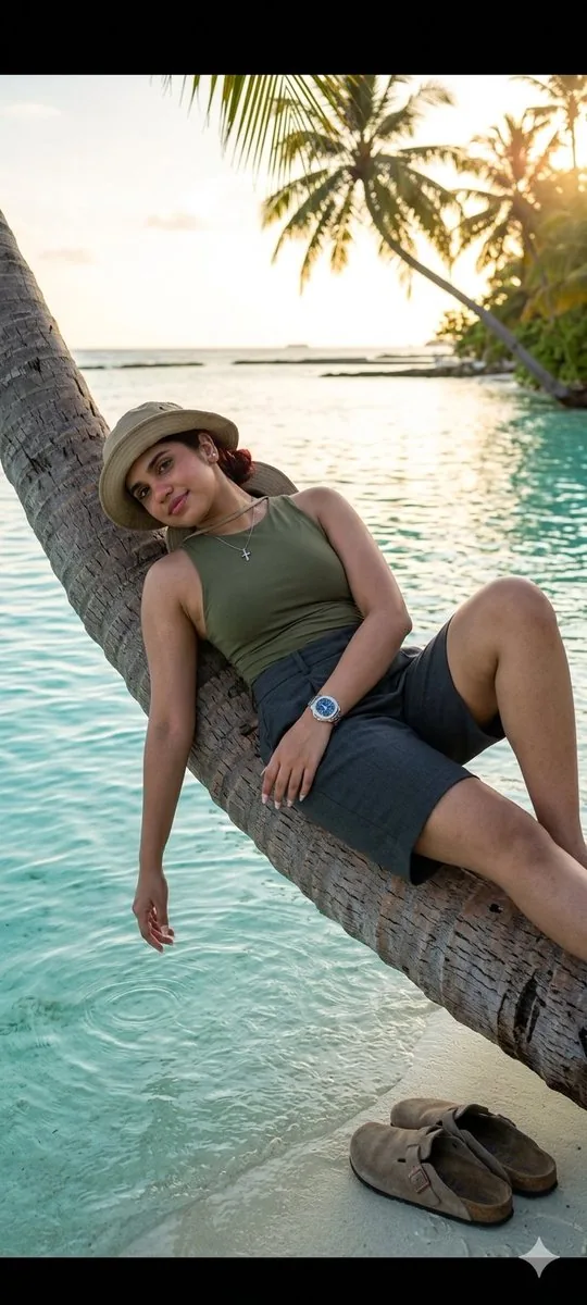 Tropical Beach Palm Bridge - Nano Banana Pro AI Prompt for Social Media Post reference