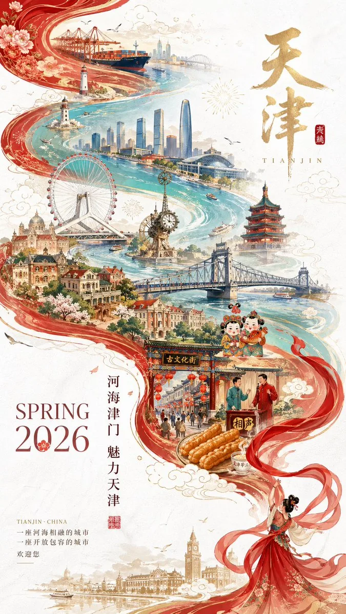 Tianjin City Promotional Poster Prompt reference