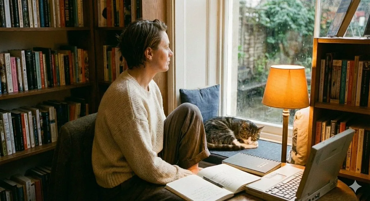 Cozy Cinematic Indoor Scene with Warm Lighting reference