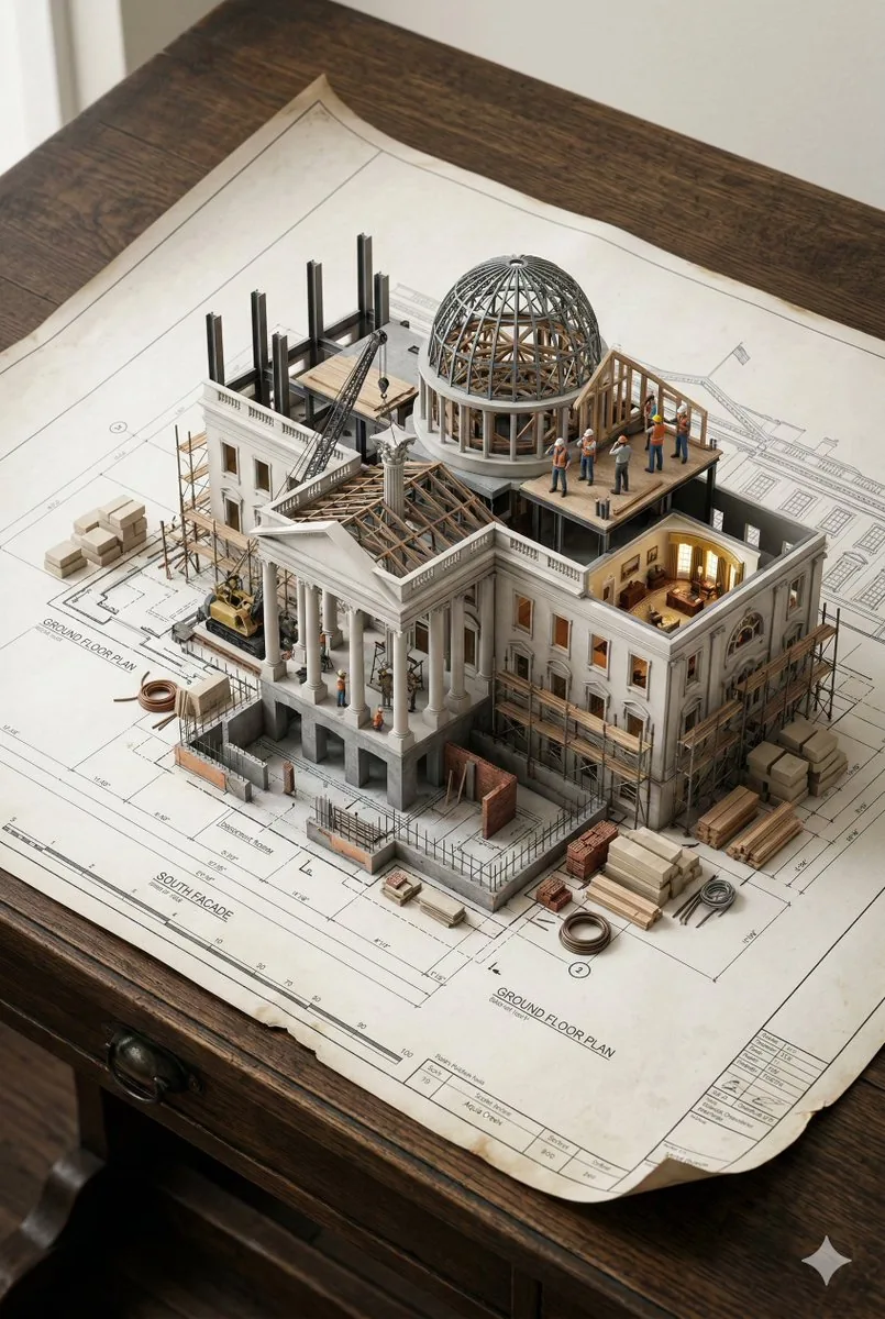 3D Miniature Architectural Blueprint Prompt reference