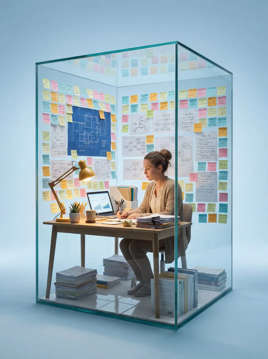 Macro Photography of Subject in Glass Workspace - Nano Banana Pro AI Prompt for Product Marketing reference