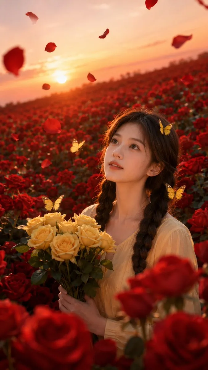 Sunset Rose Field Portrait Transformation reference