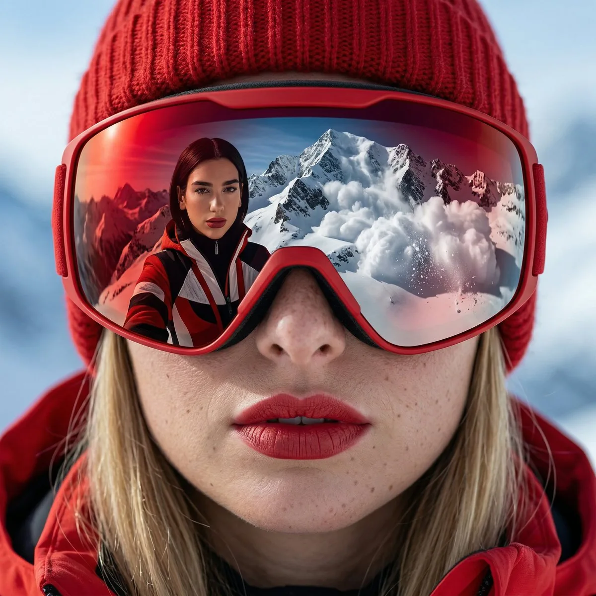 Alpine Thriller Fashion Close-up with Reflection - Nano Banana Pro AI Prompt for Product Marketing reference