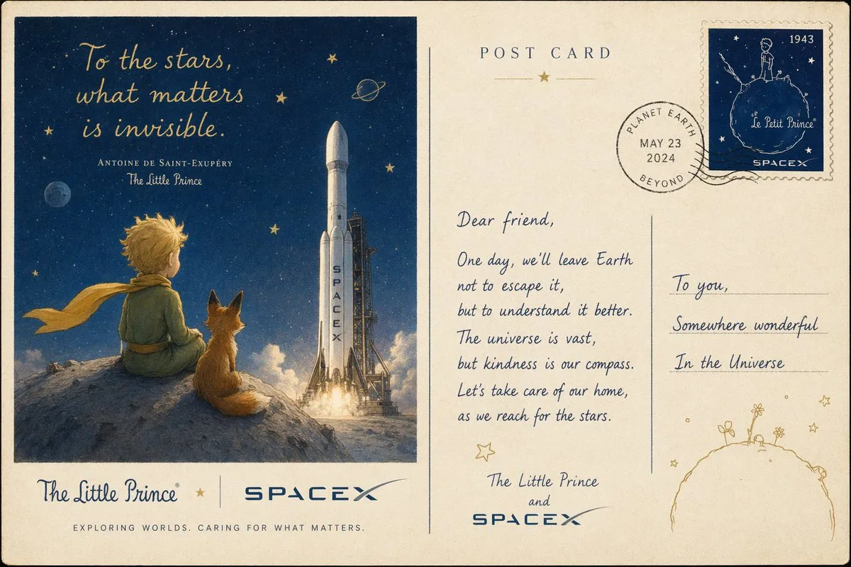 Vintage Little Prince Space Postcard reference