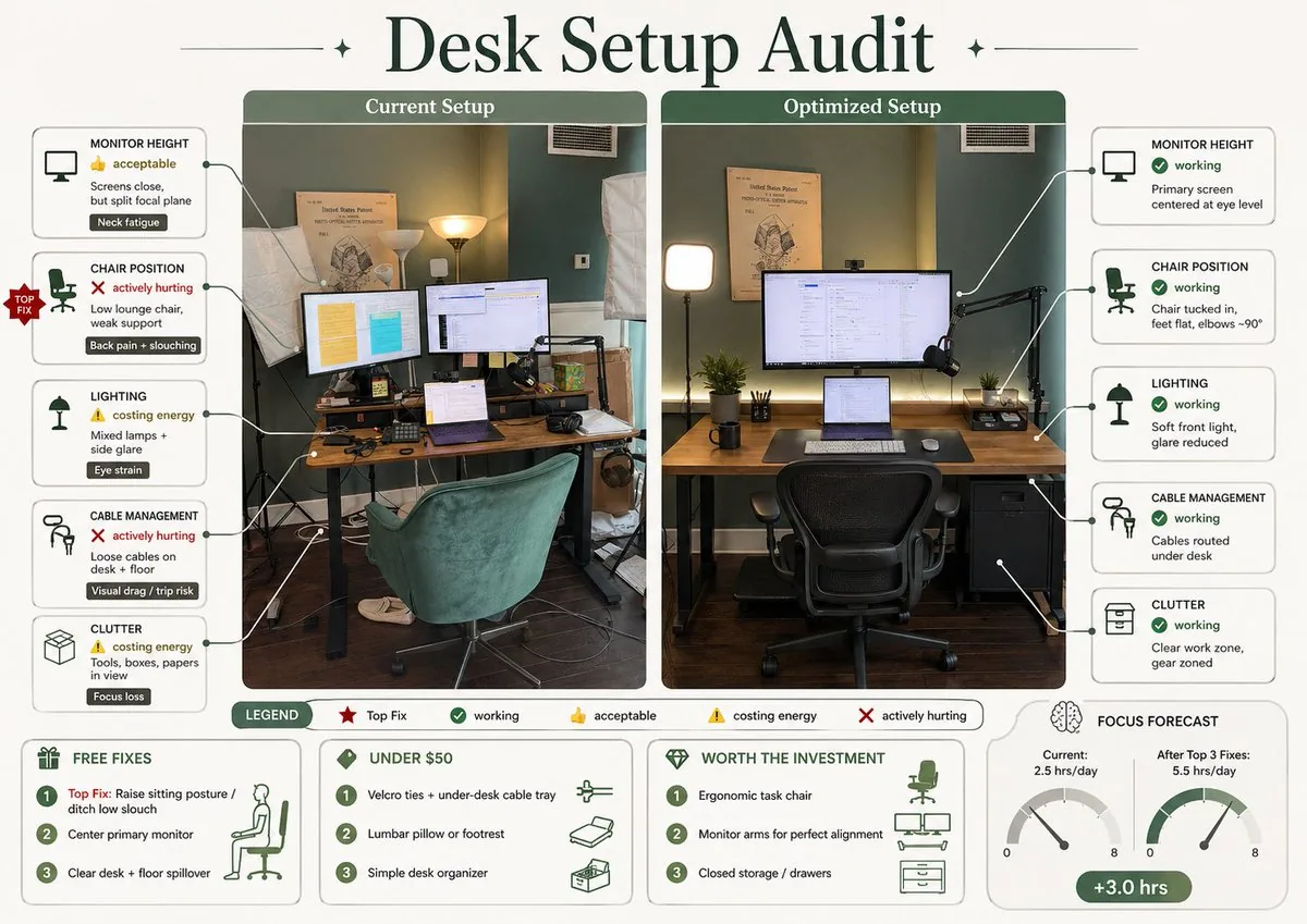 Desk Setup Audit Infographic reference