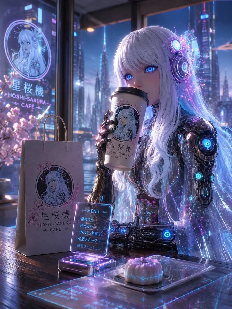 Cyberpunk Hoshi-Sakura Cafe reference