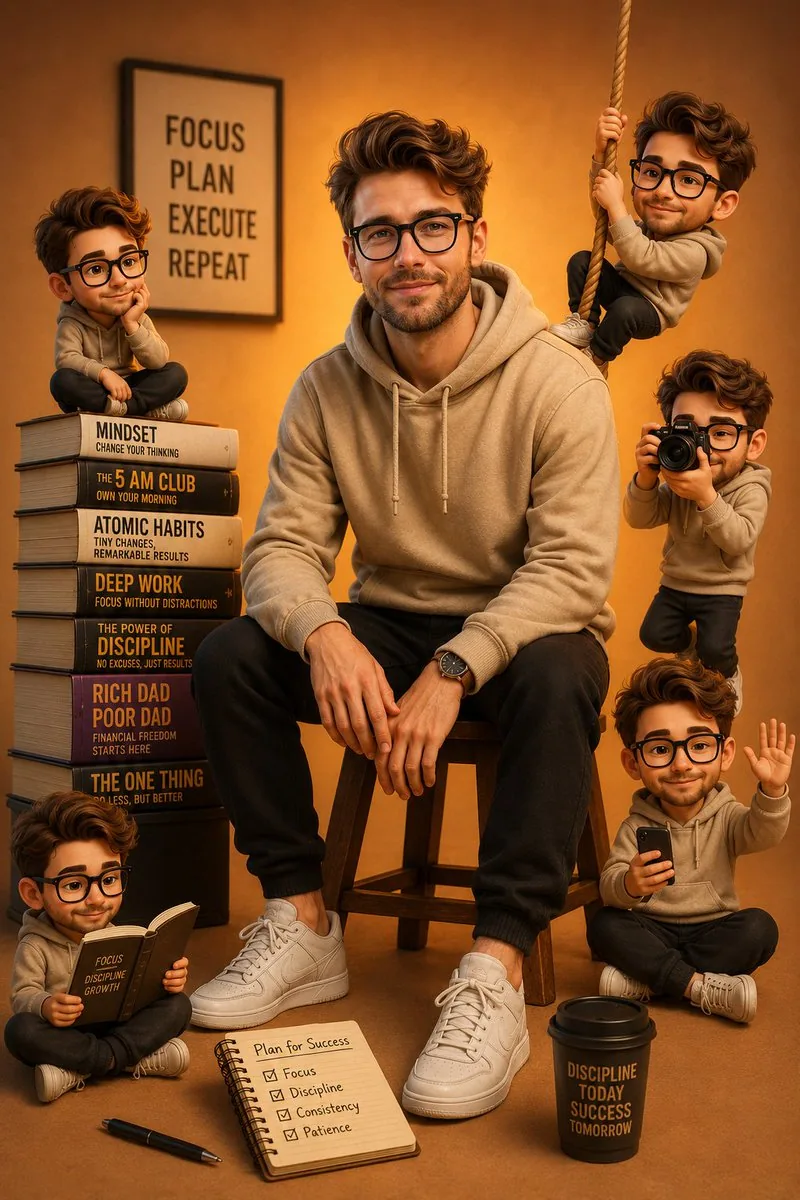 Motivational Poster with 3D Cartoons reference
