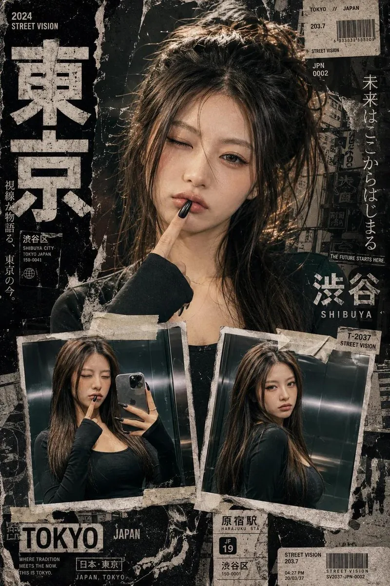Y2K Japanese Street Editorial Collage reference