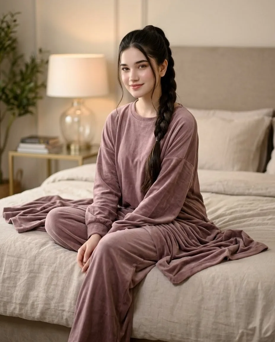 Mauve Loungewear Bedroom Portrait reference