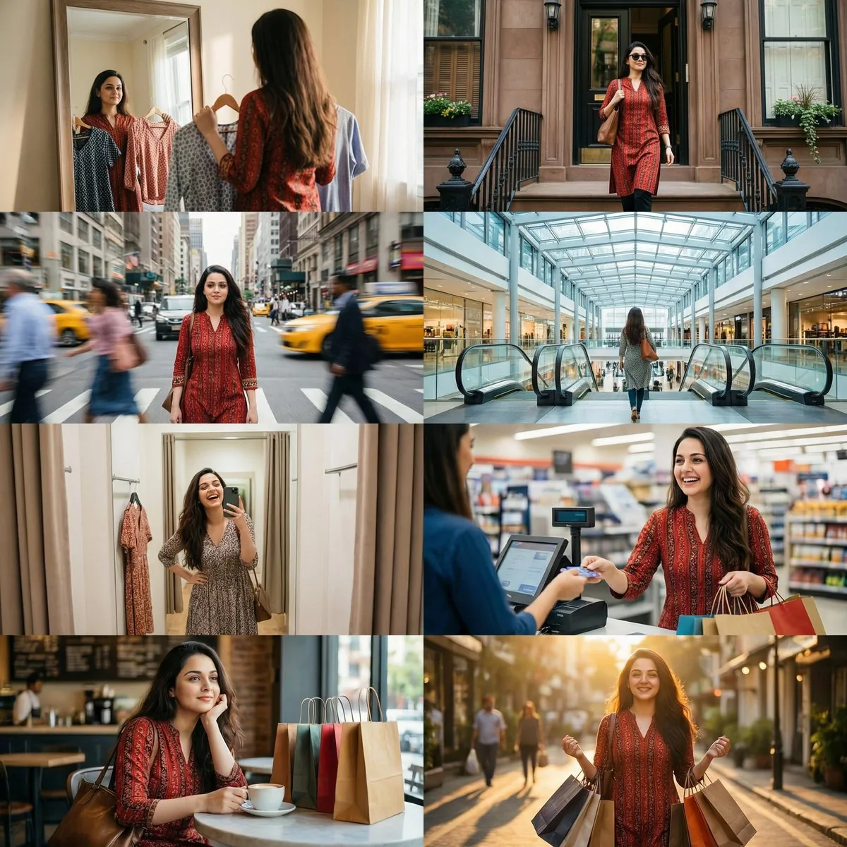 8-Photo Cinematic Shopping Day Collage reference