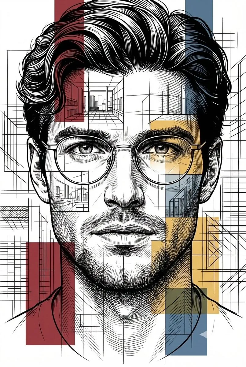 Architectural Blueprint Style Portrait - Nano Banana Pro AI Prompt for Poster / Flyer reference