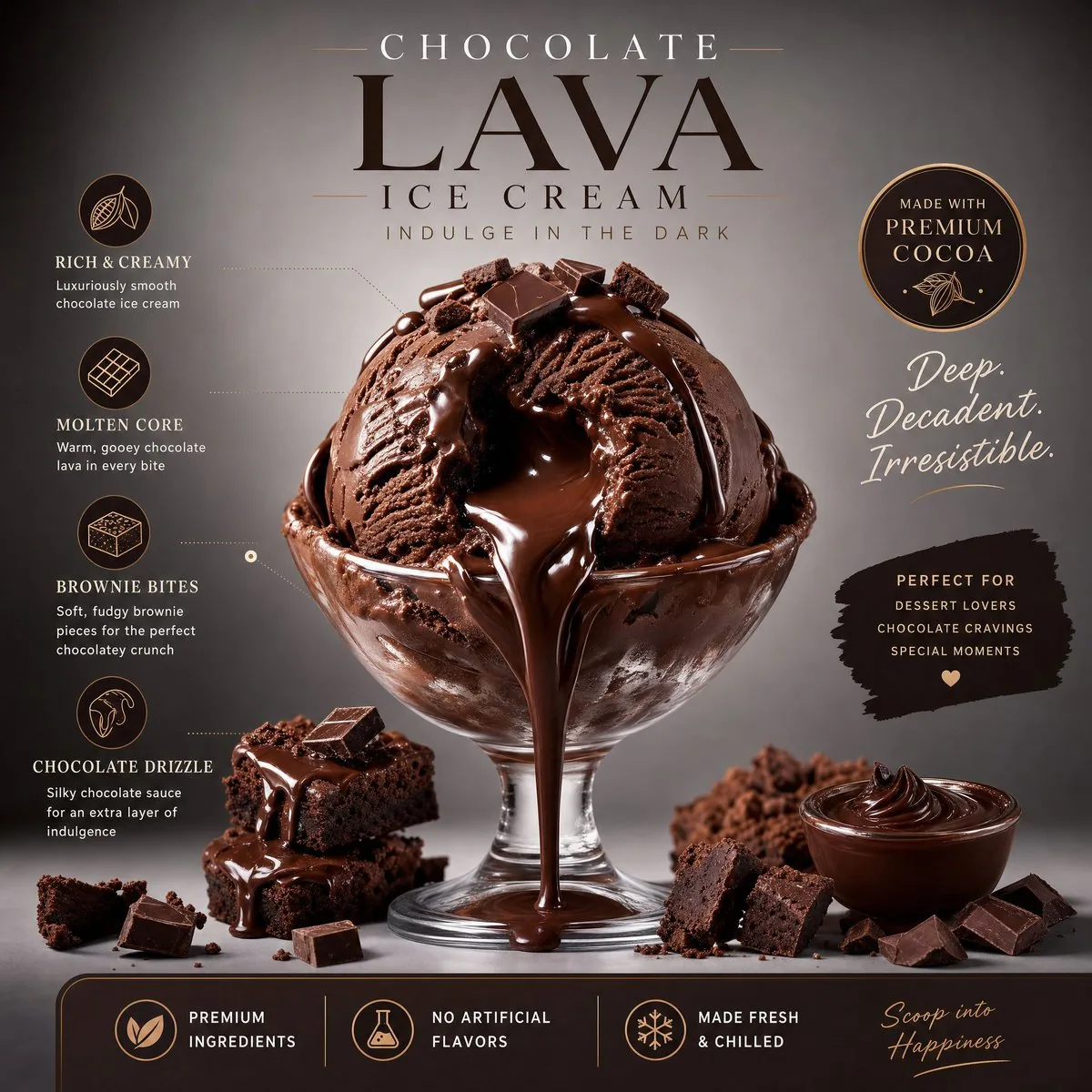 Luxury Chocolate Lava Ice Cream Ad reference