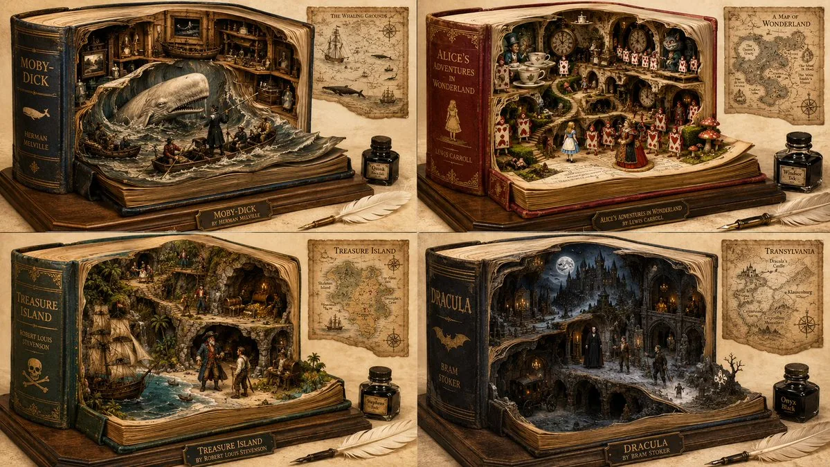 Magical Fantasy Book Diorama Grid reference
