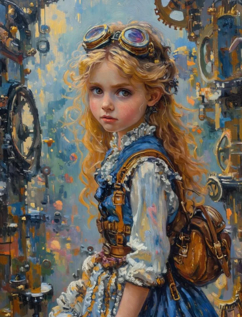 Painterly Steampunk Girl Portrait reference