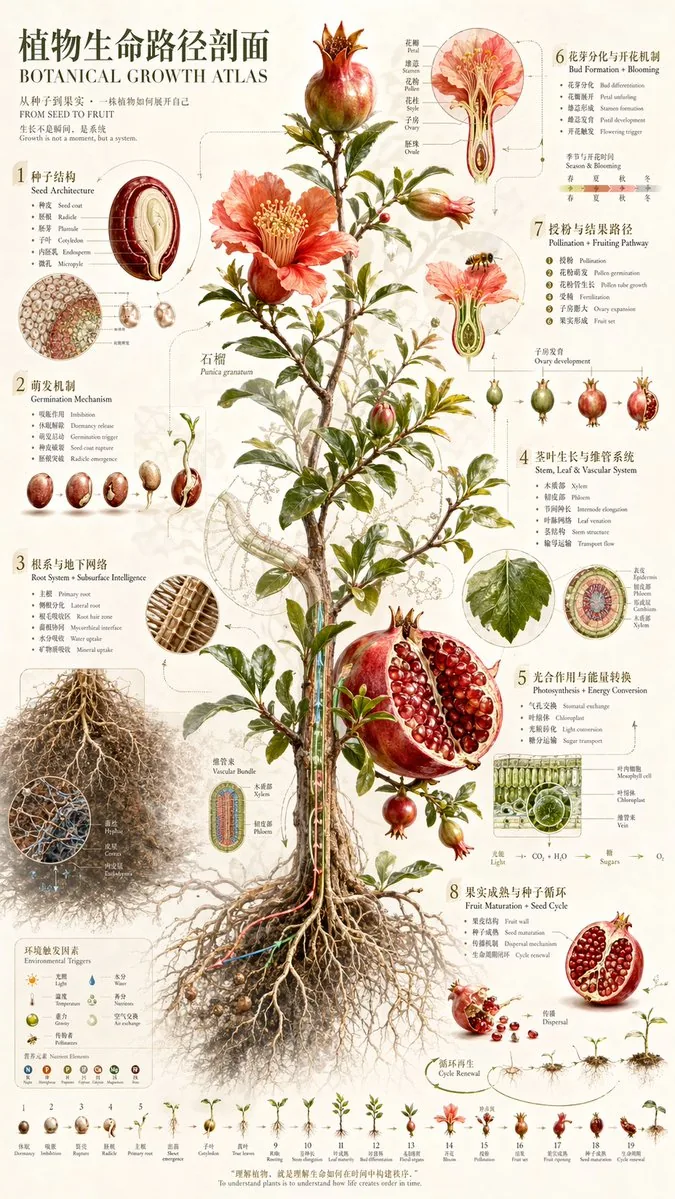 Vintage Pomegranate Growth Atlas reference