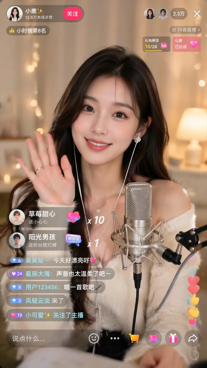 Douyin Live Stream UI Prompt reference