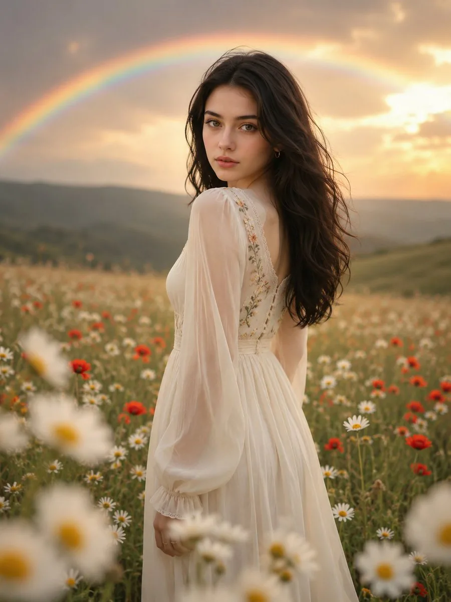 Ethereal Portrait in a Floral Meadow reference