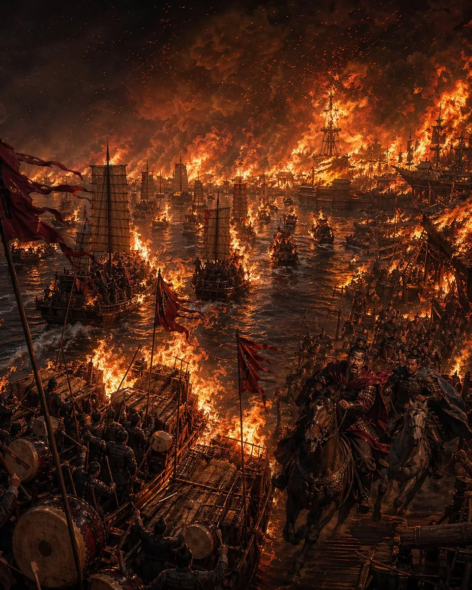 Burning Red Cliffs Night Battle reference