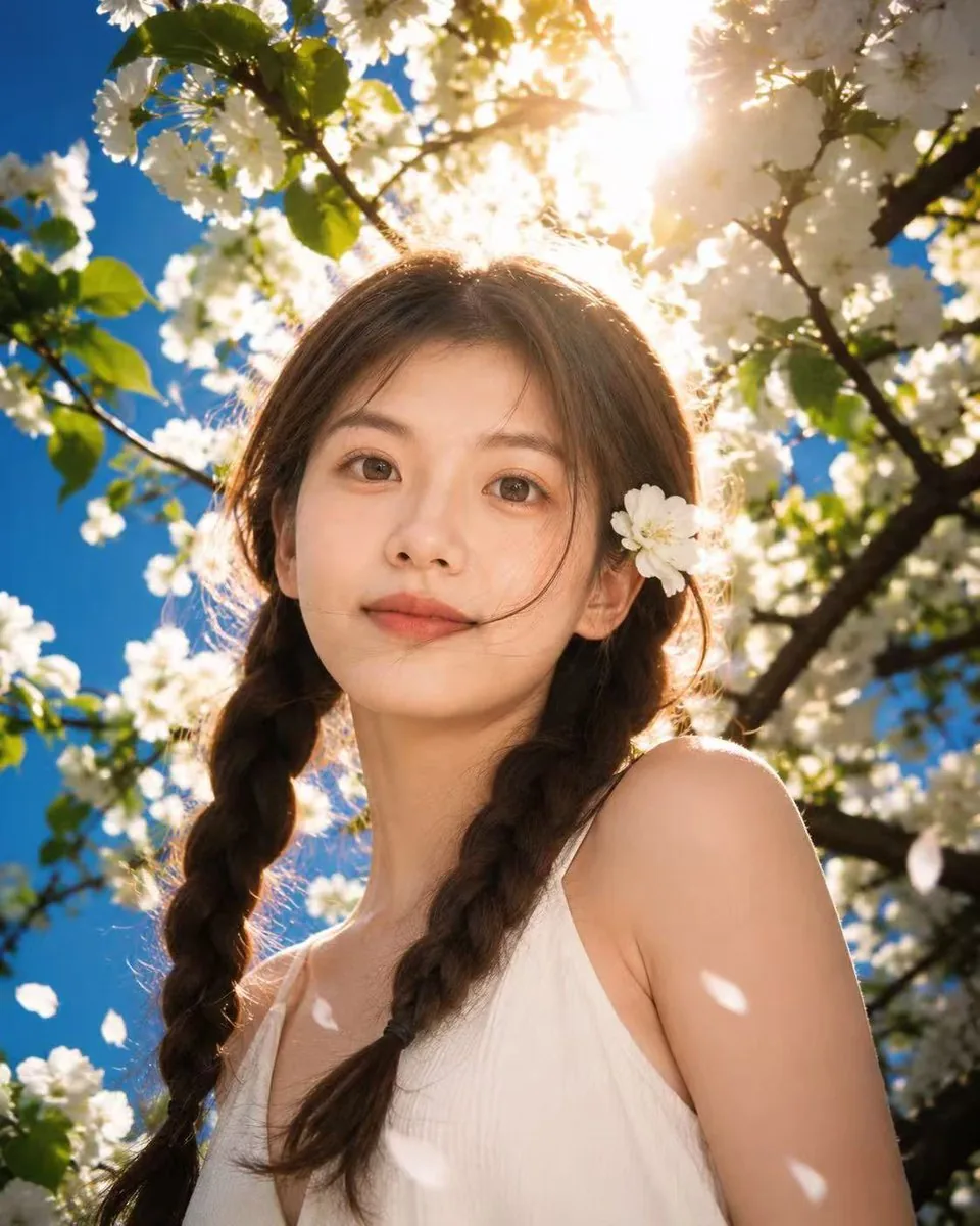 Sunlit Spring Blossom Portrait reference