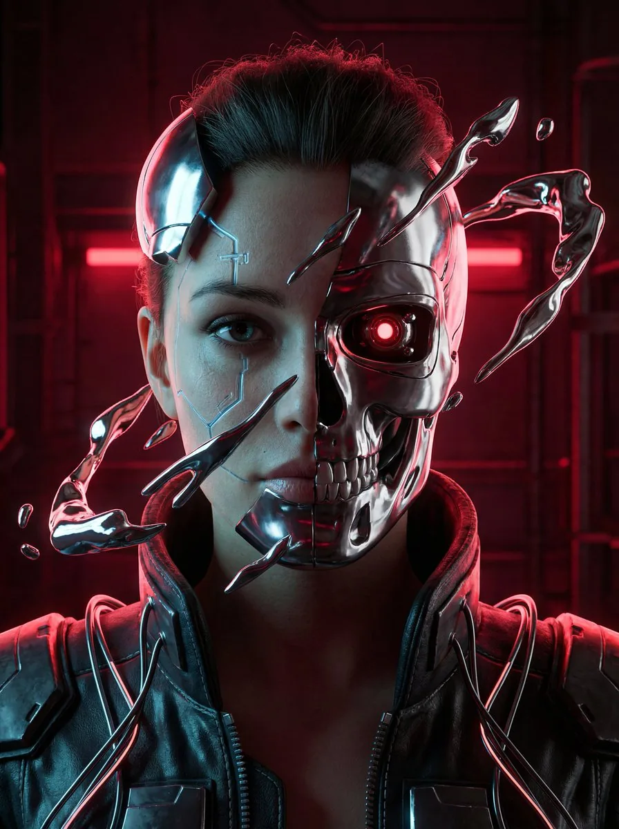 Cyberpunk Biomechanical Portrait reference