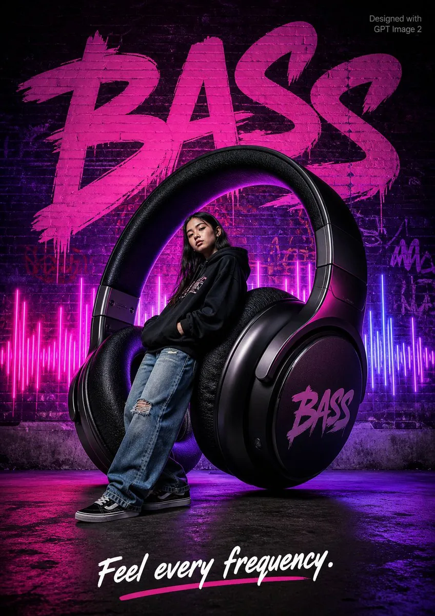 Streetwear BASS Headphones Poster reference