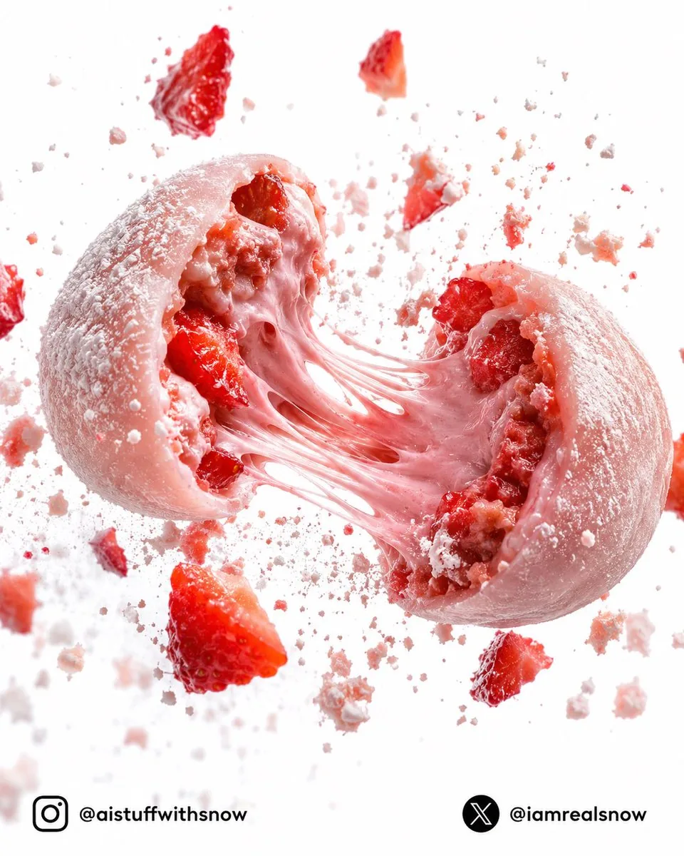 Strawberry Lava Mochi Explosion Photography reference