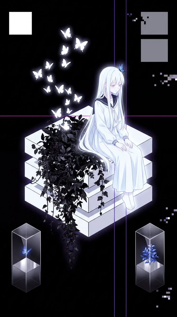 Glitch Aesthetic Anime Illustration reference