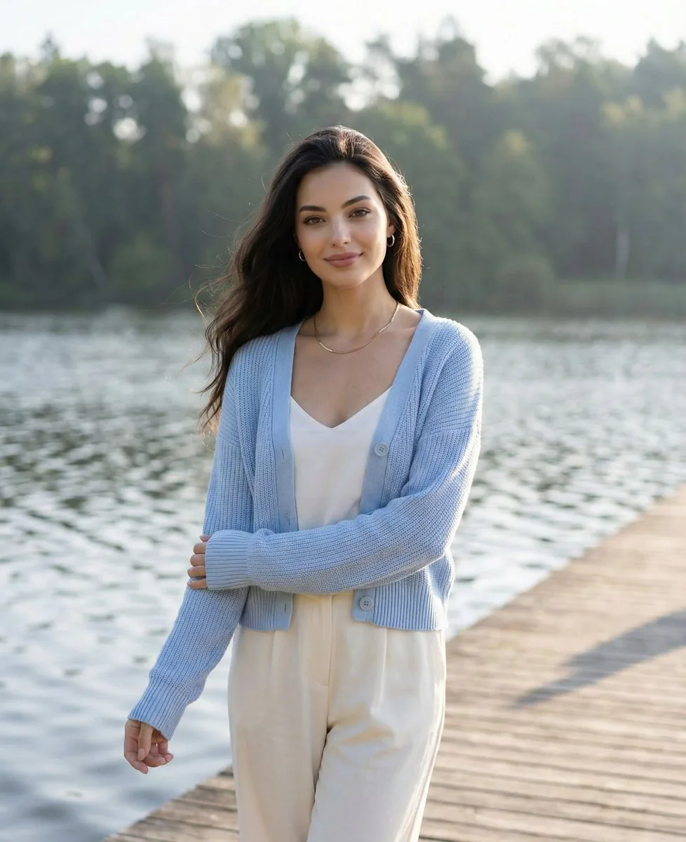 Serene Lakeside Pier Portrait Prompt reference