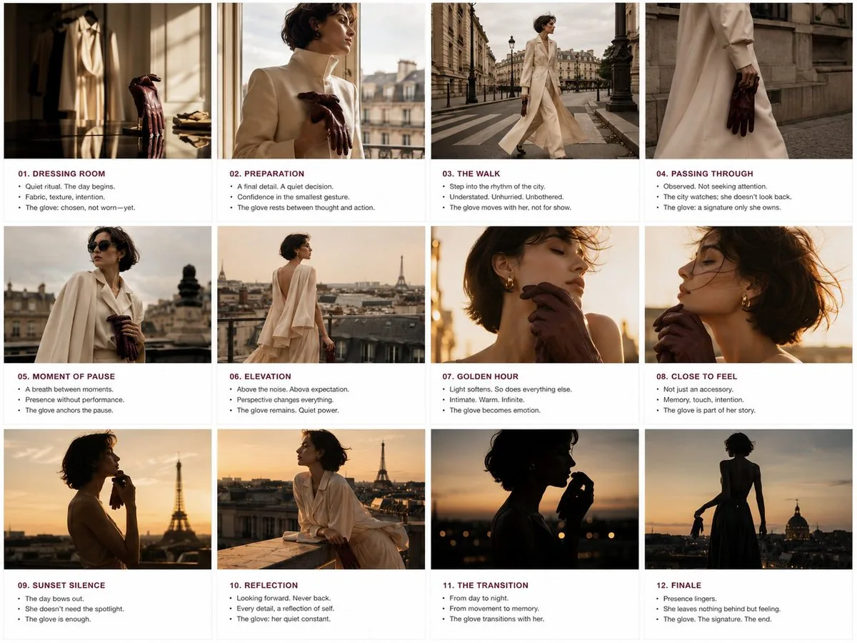 Luxury Fashion Editorial Storyboard reference
