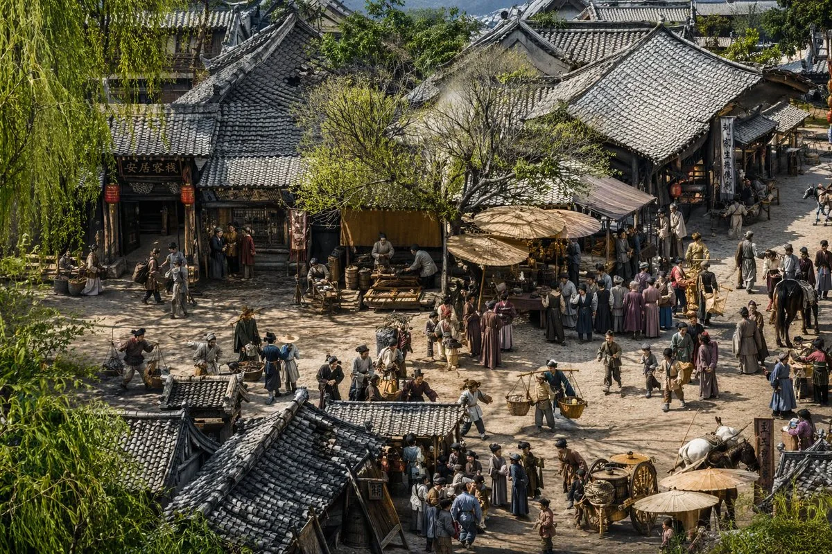 Realistic Ancient Chinese Street Scene reference