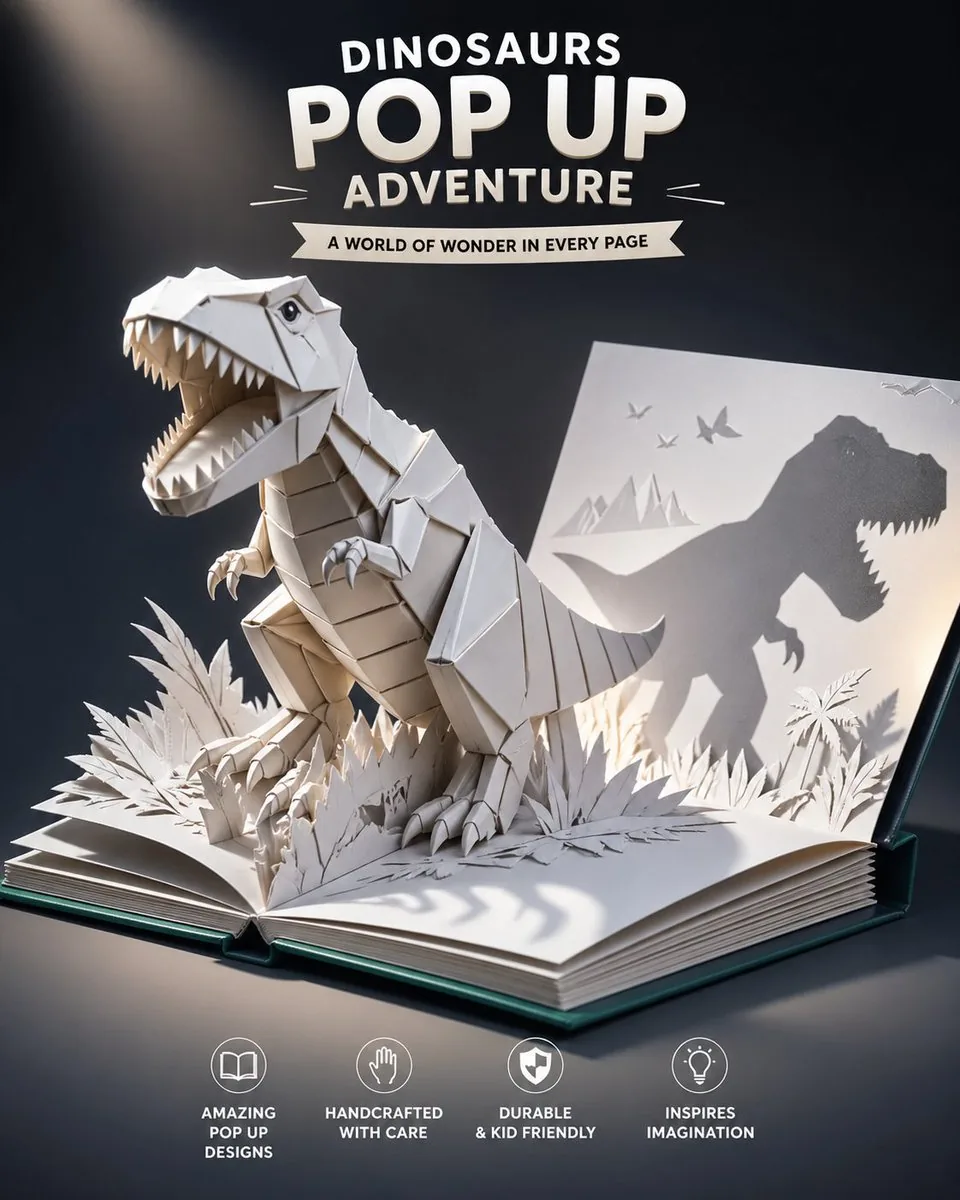 Origami Dinosaur Pop-Up Book Ad reference