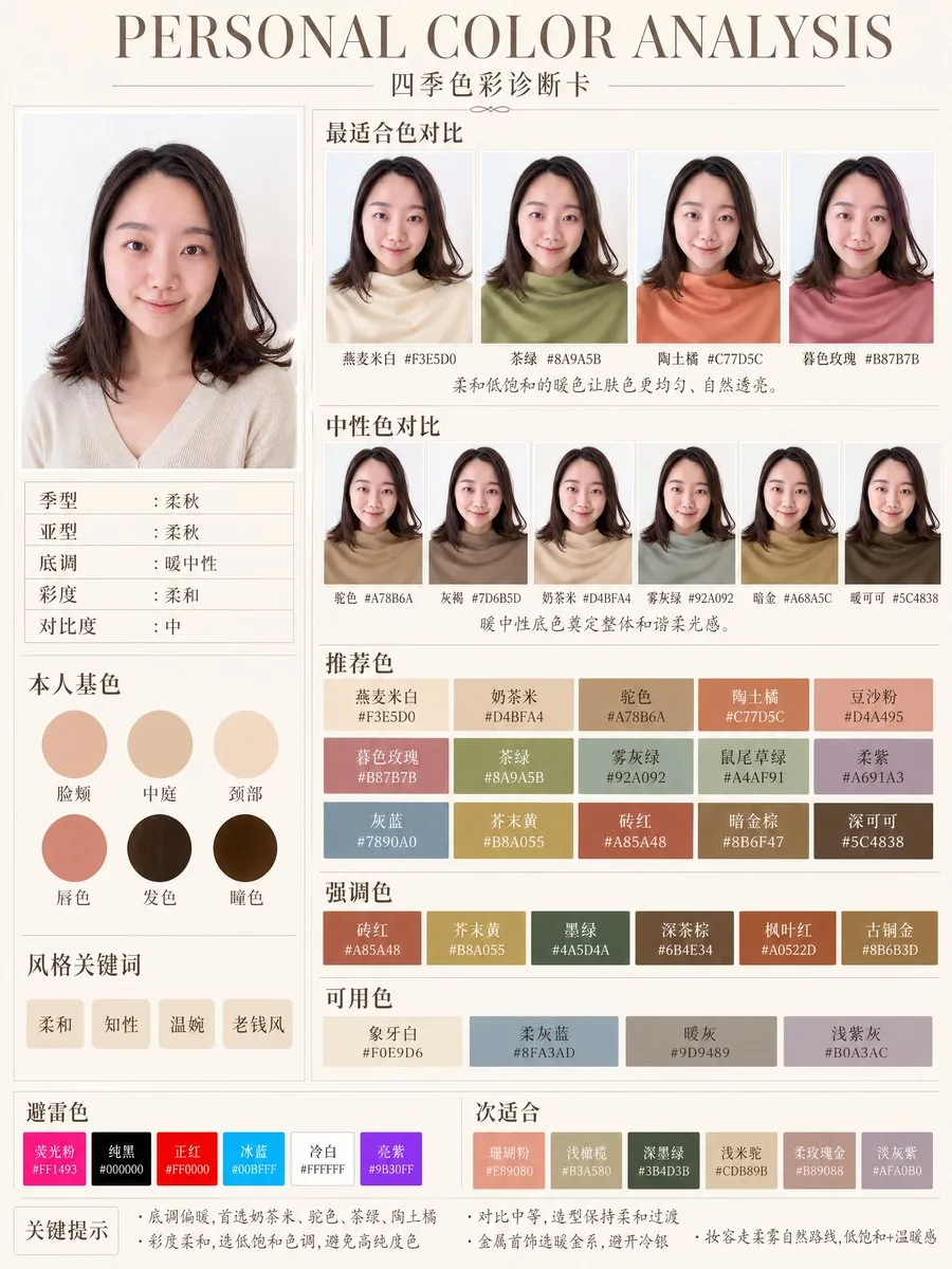 Soft Autumn Personal Color Card reference