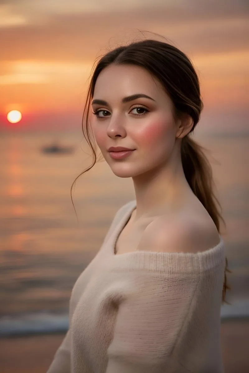 Identity-Locked Golden Hour Beach Portrait reference