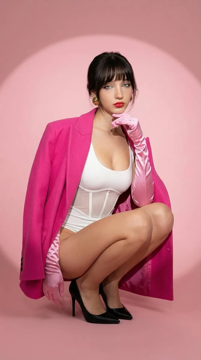 High-Fashion Pink Editorial Portrait Prompt - Nano Banana Pro AI Prompt for Social Media Post reference