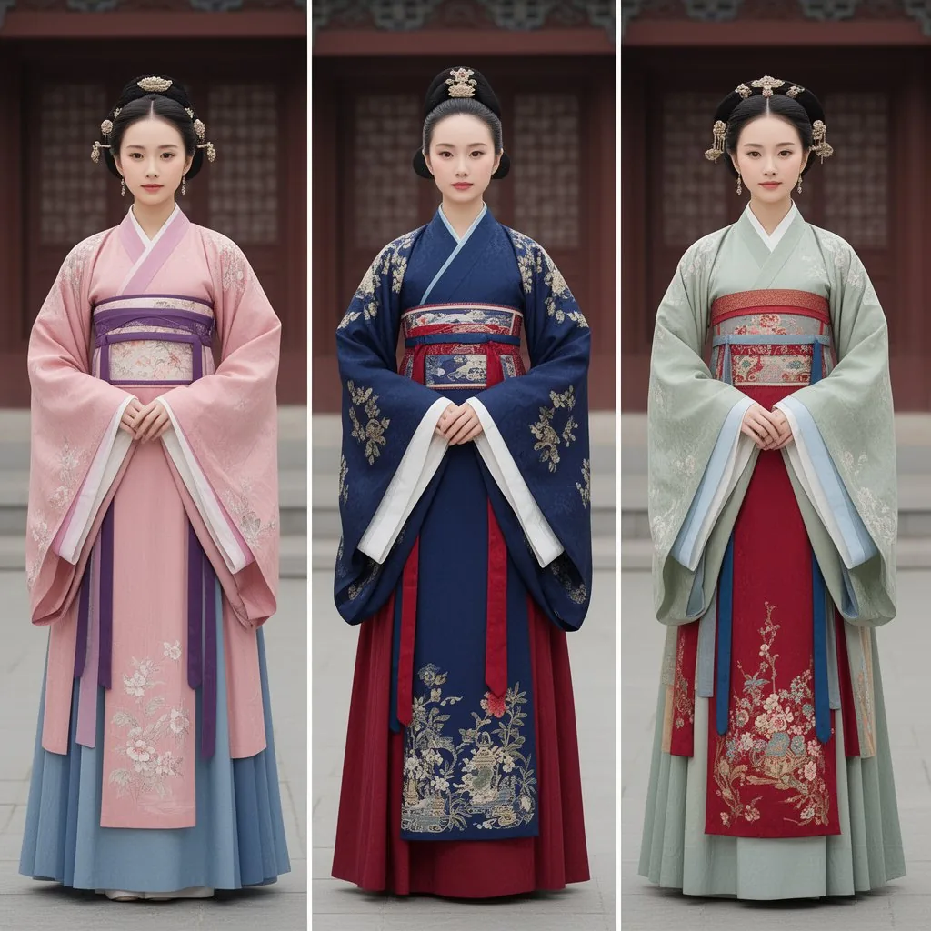 Korean Hanbok Fashion Triptych reference