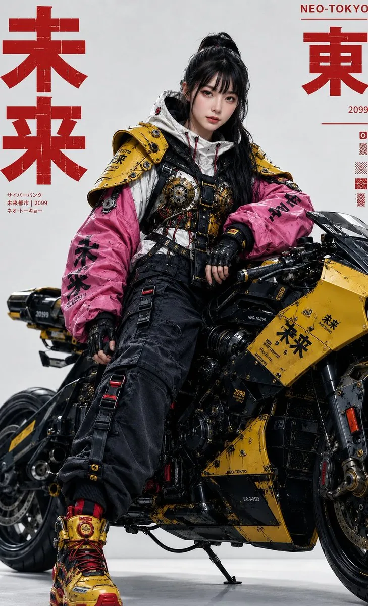 Cyberpunk Fashion Editorial Portrait reference