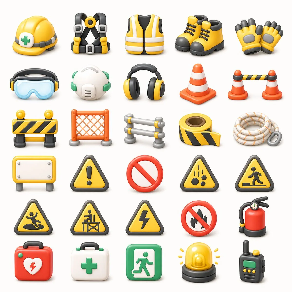 3D Construction Safety Icon Set reference