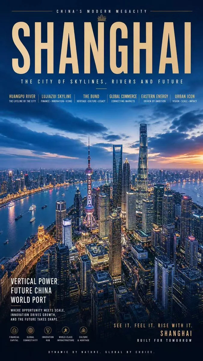 Shanghai Megacity Night Poster reference