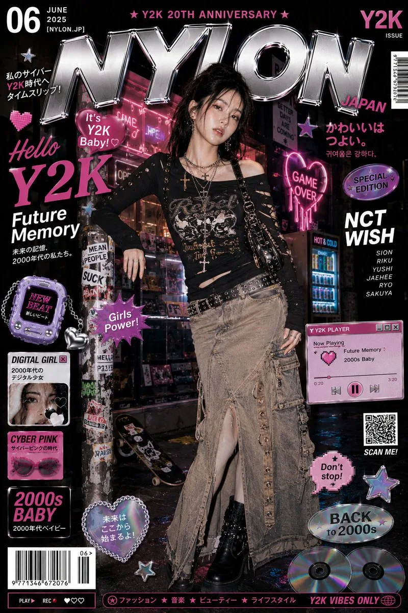 Cyberpunk Y2K Editorial Cover reference
