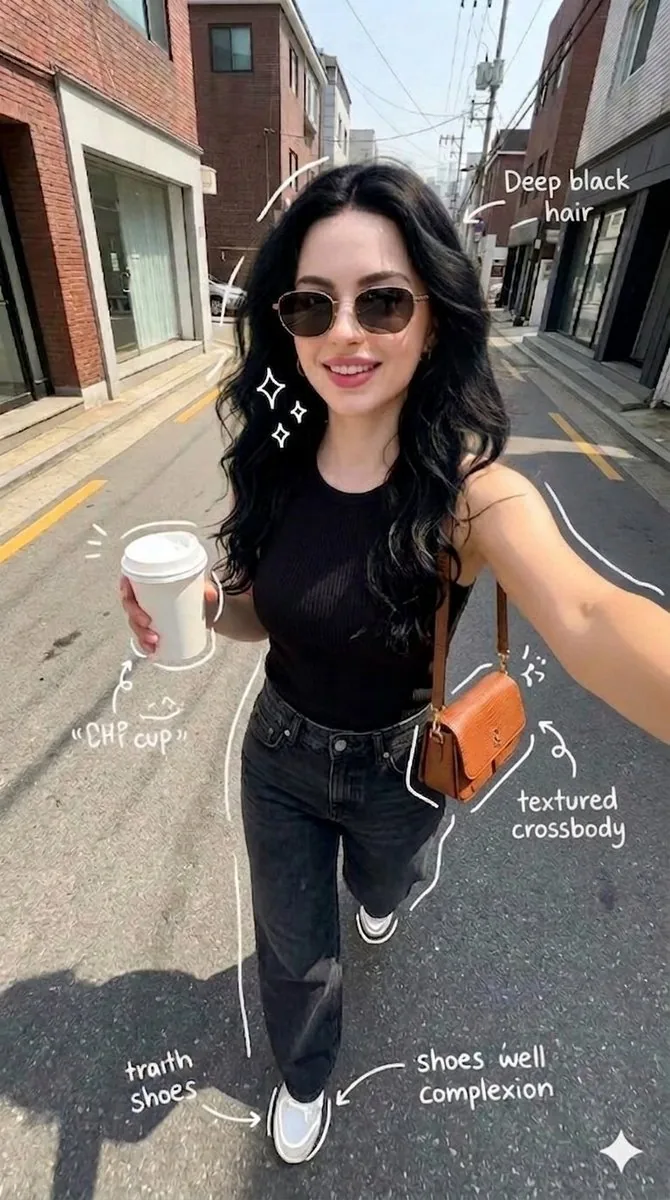 Street Style Selfie with Doodles - Nano Banana Pro AI Prompt for Social Media Post reference
