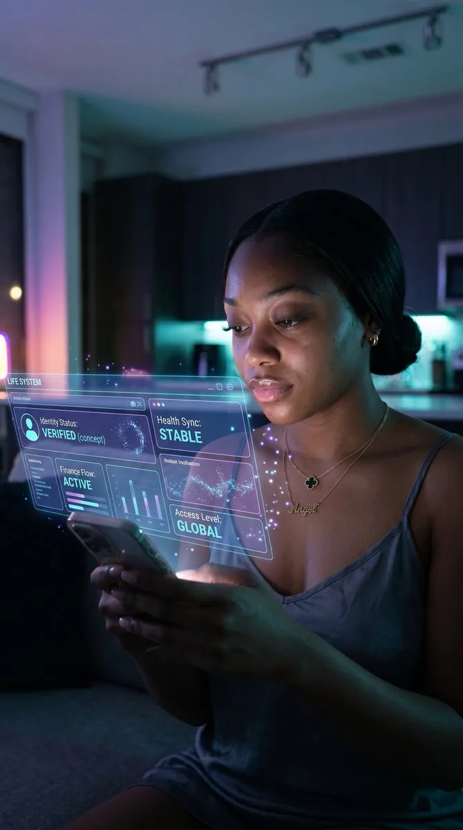 Futuristic Life System Hologram Portrait reference